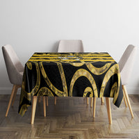 Taranaki Custom Rugby New Zealand Tablecloth Aotearoa Maori Pukana Tiki Mascot