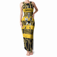 Taranaki Custom Rugby New Zealand Tank Maxi Dress Aotearoa Maori Pukana Tiki Mascot