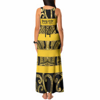 Taranaki Custom Rugby New Zealand Tank Maxi Dress Aotearoa Maori Pukana Tiki Mascot