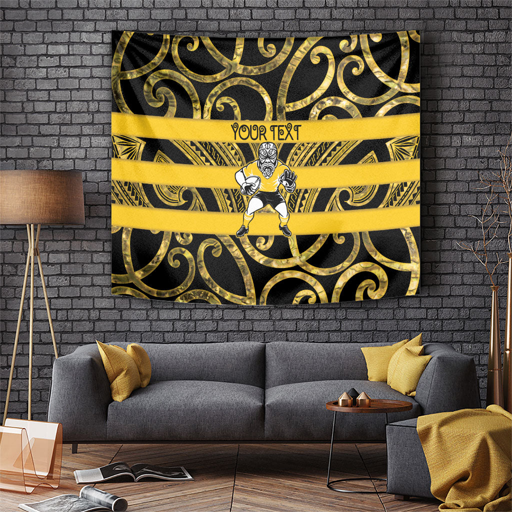 Taranaki Custom Rugby New Zealand Tapestry Aotearoa Maori Pukana Tiki Mascot