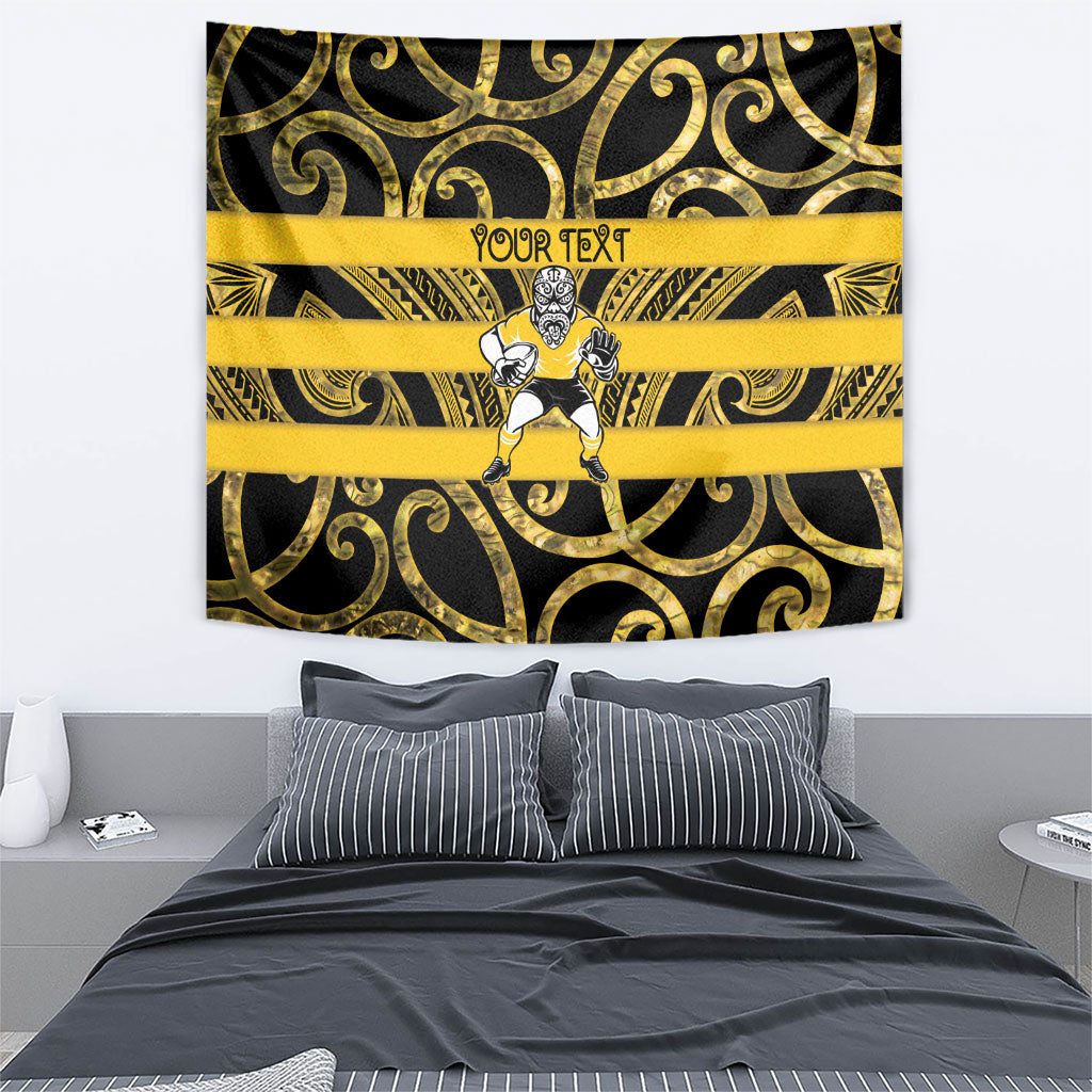 Taranaki Custom Rugby New Zealand Tapestry Aotearoa Maori Pukana Tiki Mascot