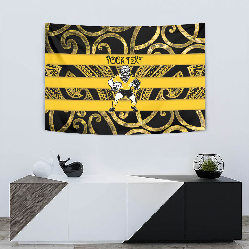 Taranaki Custom Rugby New Zealand Tapestry Aotearoa Maori Pukana Tiki Mascot