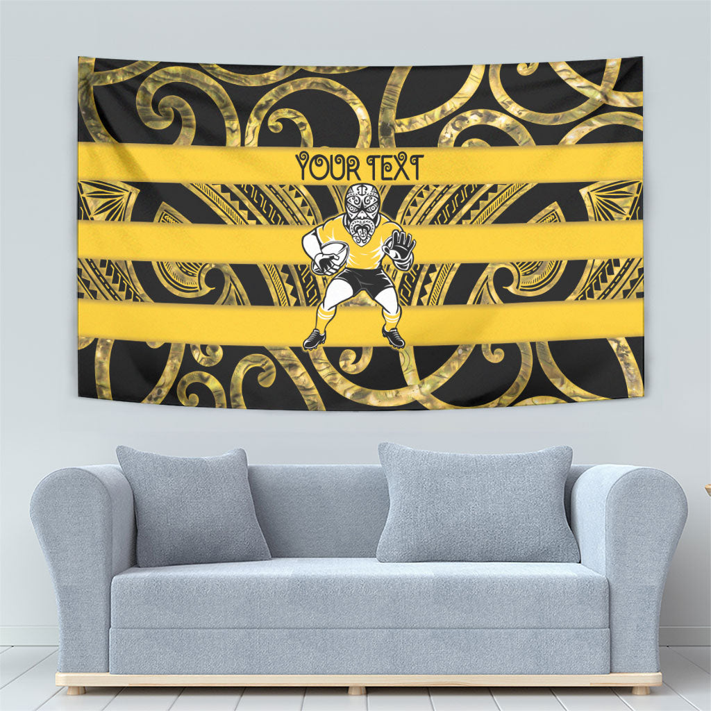 Taranaki Custom Rugby New Zealand Tapestry Aotearoa Maori Pukana Tiki Mascot