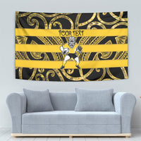 Taranaki Custom Rugby New Zealand Tapestry Aotearoa Maori Pukana Tiki Mascot