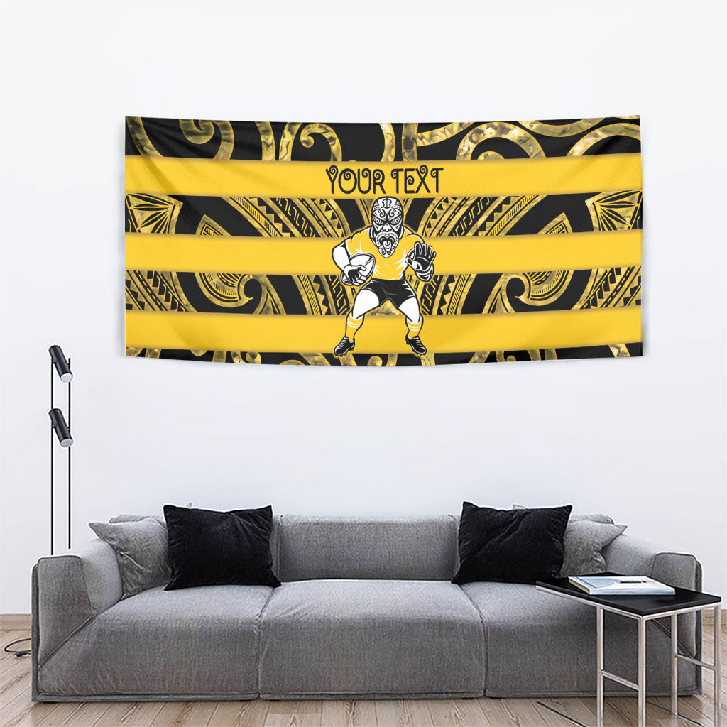 Taranaki Custom Rugby New Zealand Tapestry Aotearoa Maori Pukana Tiki Mascot