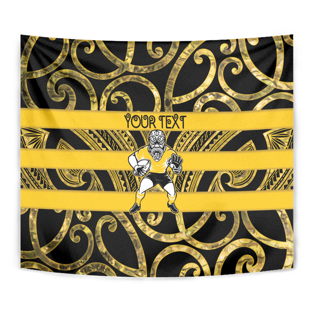 Taranaki Custom Rugby New Zealand Tapestry Aotearoa Maori Pukana Tiki Mascot