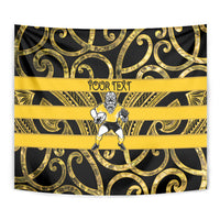 Taranaki Custom Rugby New Zealand Tapestry Aotearoa Maori Pukana Tiki Mascot