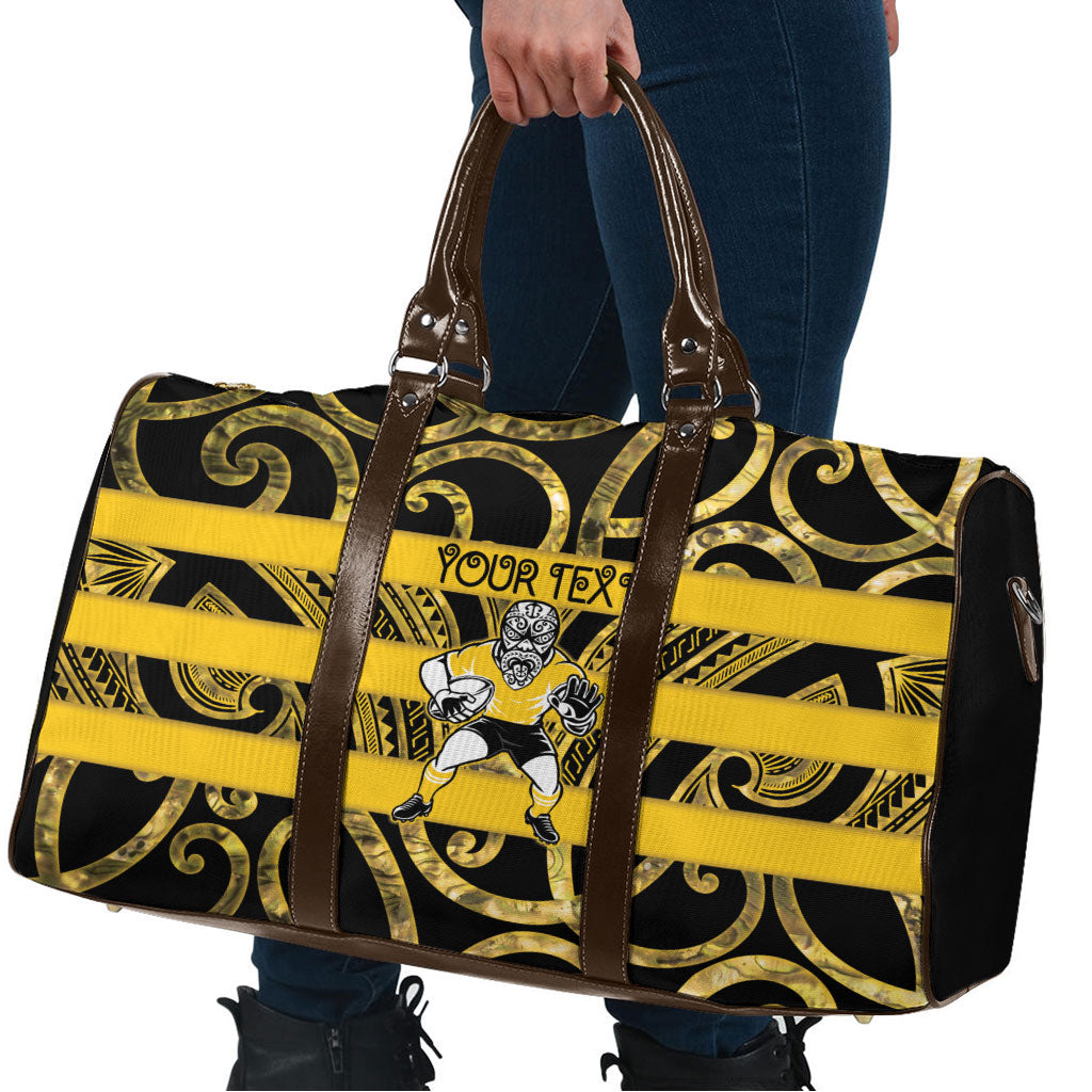 Taranaki Custom Rugby New Zealand Travel Bag Aotearoa Maori Pukana Tiki Mascot