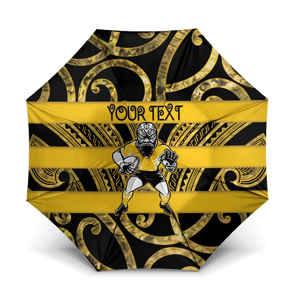Taranaki Custom Rugby New Zealand Umbrella Aotearoa Maori Pukana Tiki Mascot
