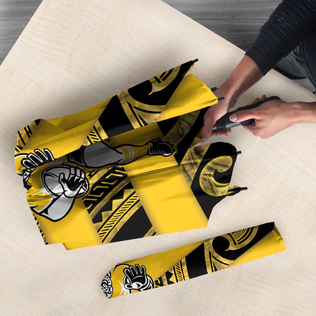 Taranaki Custom Rugby New Zealand Umbrella Aotearoa Maori Pukana Tiki Mascot