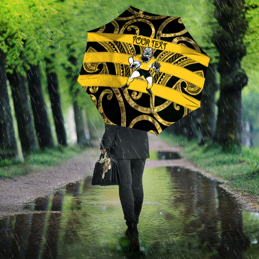 Taranaki Custom Rugby New Zealand Umbrella Aotearoa Maori Pukana Tiki Mascot