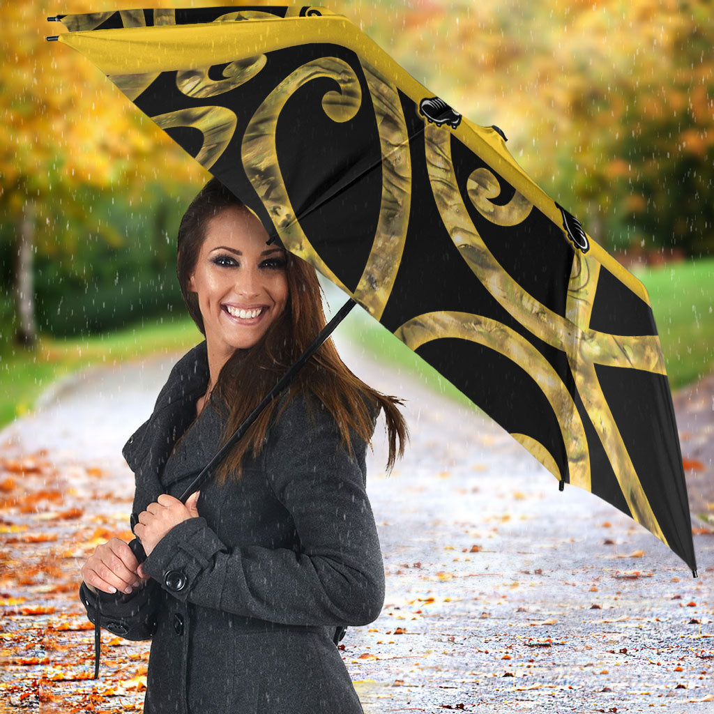 Taranaki Custom Rugby New Zealand Umbrella Aotearoa Maori Pukana Tiki Mascot