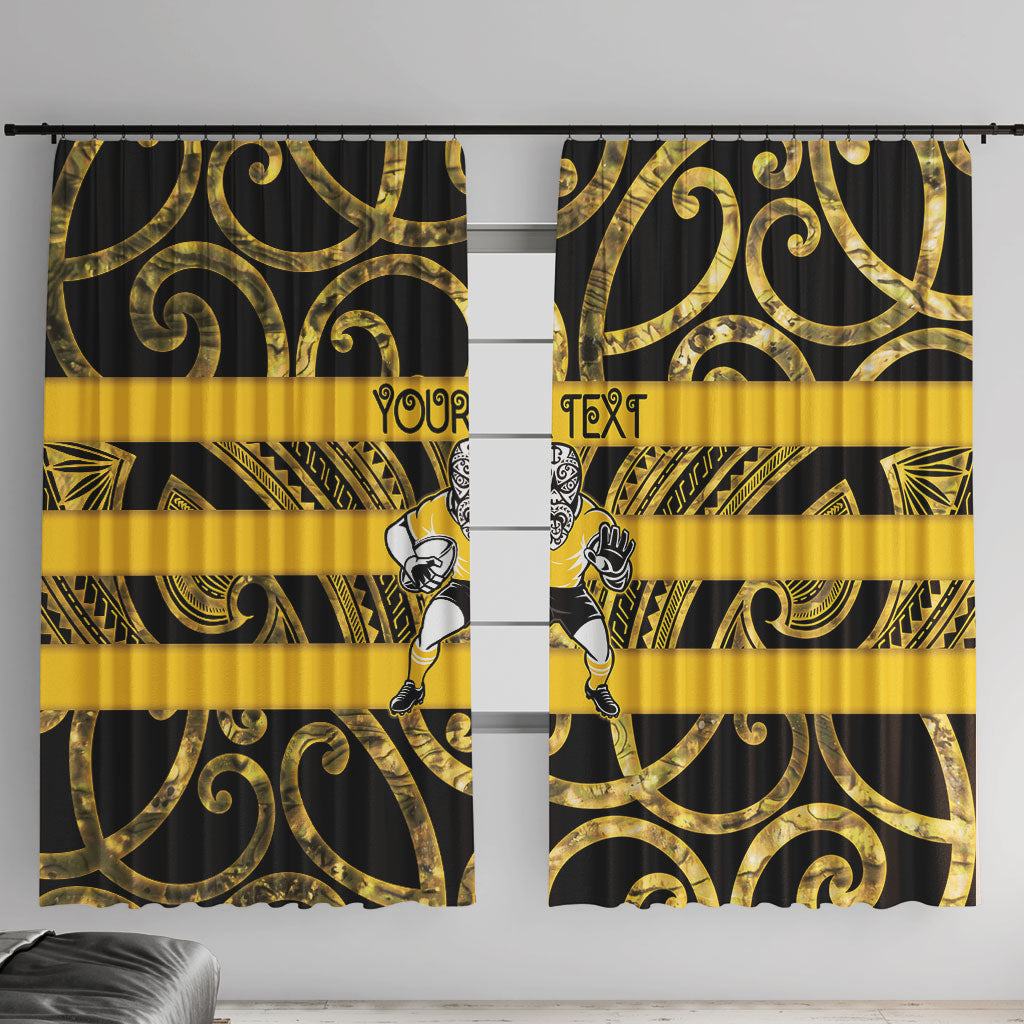 Taranaki Custom Rugby New Zealand Window Curtain Aotearoa Maori Pukana Tiki Mascot