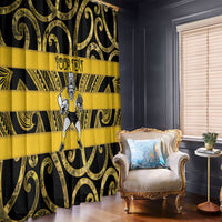 Taranaki Custom Rugby New Zealand Window Curtain Aotearoa Maori Pukana Tiki Mascot