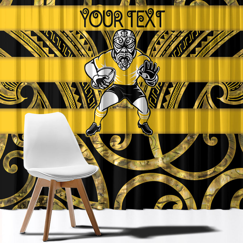 Taranaki Custom Rugby New Zealand Window Curtain Aotearoa Maori Pukana Tiki Mascot