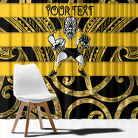 Taranaki Custom Rugby New Zealand Window Curtain Aotearoa Maori Pukana Tiki Mascot