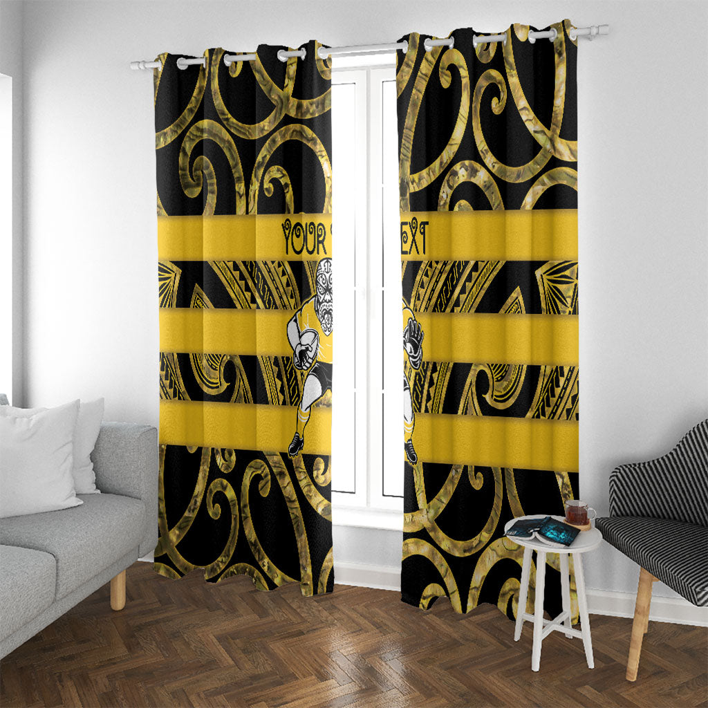 Taranaki Custom Rugby New Zealand Window Curtain Aotearoa Maori Pukana Tiki Mascot