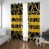 Taranaki Custom Rugby New Zealand Window Curtain Aotearoa Maori Pukana Tiki Mascot