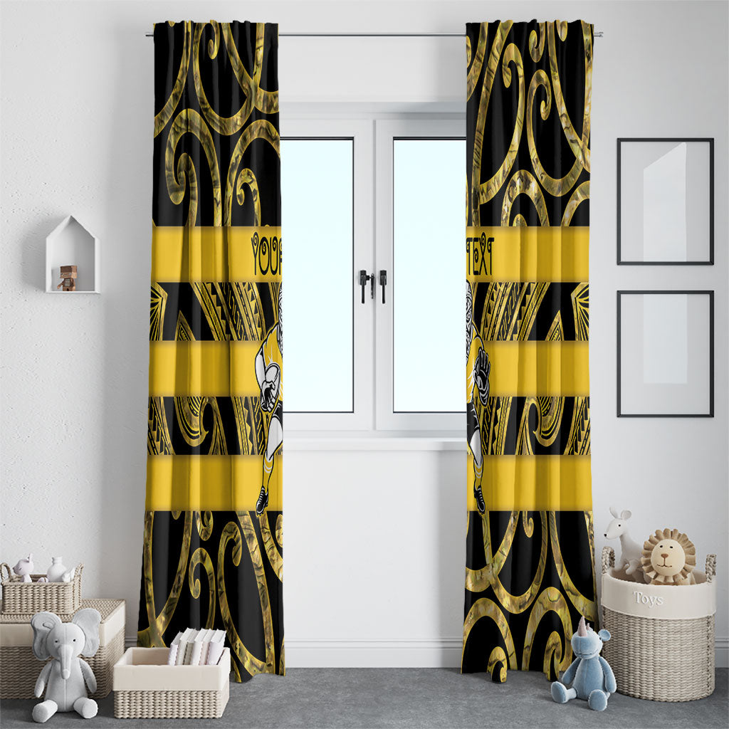 Taranaki Custom Rugby New Zealand Window Curtain Aotearoa Maori Pukana Tiki Mascot