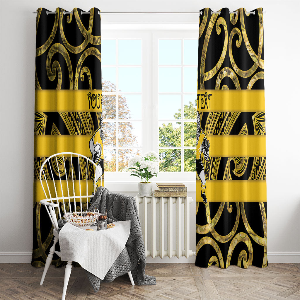 Taranaki Custom Rugby New Zealand Window Curtain Aotearoa Maori Pukana Tiki Mascot