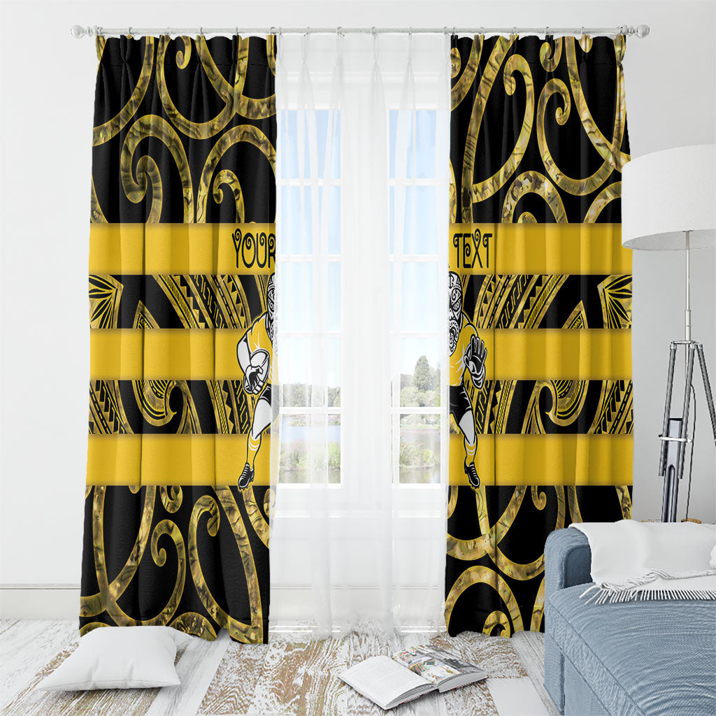 Taranaki Custom Rugby New Zealand Window Curtain Aotearoa Maori Pukana Tiki Mascot