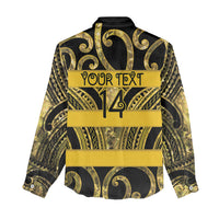 Taranaki Custom Rugby New Zealand Women Casual Shirt Aotearoa Maori Pukana Tiki Mascot