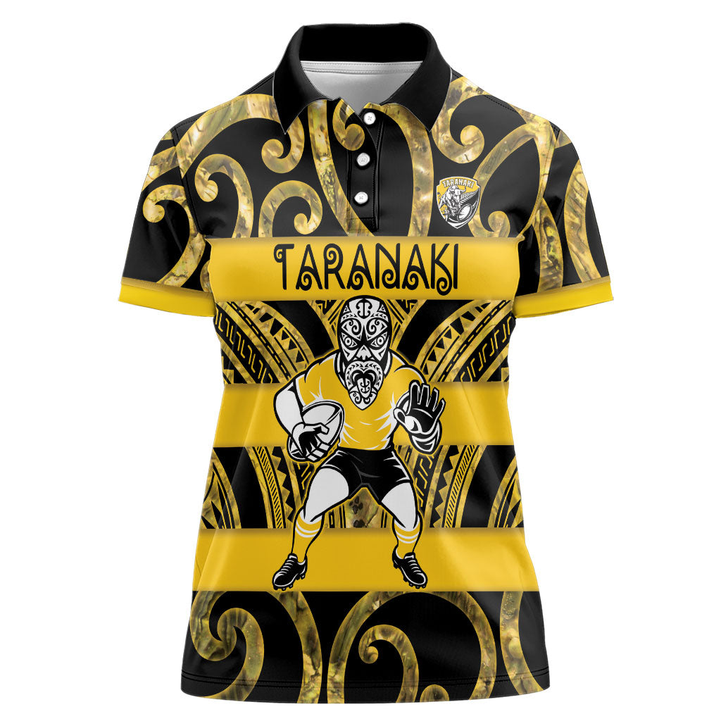 Taranaki Custom Rugby New Zealand Women Polo Shirt Aotearoa Maori Pukana Tiki Mascot