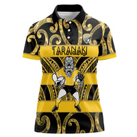 Taranaki Custom Rugby New Zealand Women Polo Shirt Aotearoa Maori Pukana Tiki Mascot