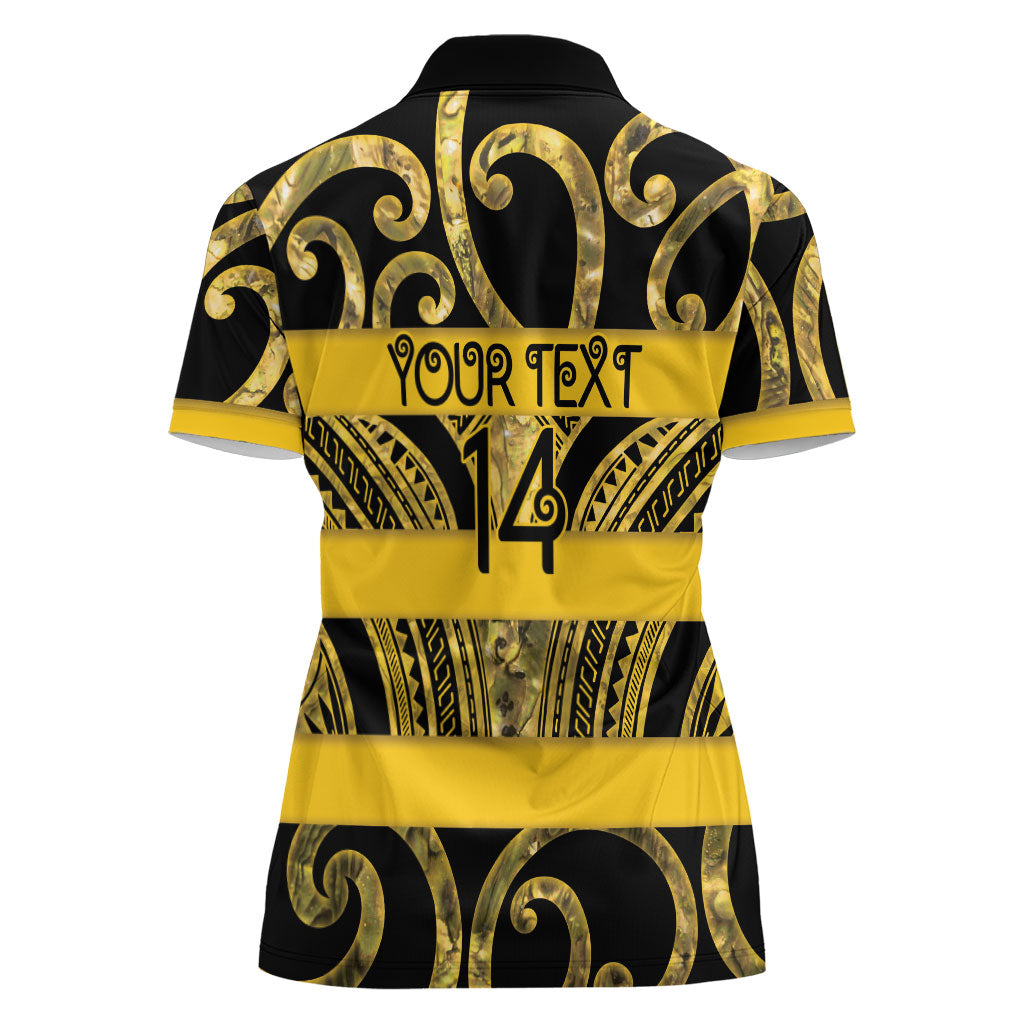 Taranaki Custom Rugby New Zealand Women Polo Shirt Aotearoa Maori Pukana Tiki Mascot