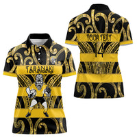 Taranaki Custom Rugby New Zealand Women Polo Shirt Aotearoa Maori Pukana Tiki Mascot