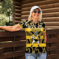 Taranaki Custom Rugby New Zealand Women Polo Shirt Aotearoa Maori Pukana Tiki Mascot