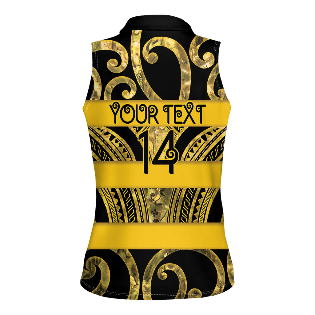 Taranaki Custom Rugby New Zealand Women Sleeveless Polo Shirt Aotearoa Maori Pukana Tiki Mascot