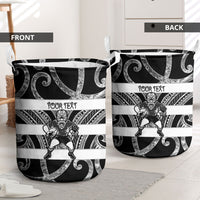 Hawke's Bay Custom Rugby New Zealand Laundry Basket Aotearoa Maori Pukana Tiki Mascot