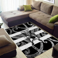 Hawke's Bay Custom Rugby New Zealand Area Rug Aotearoa Maori Pukana Tiki Mascot