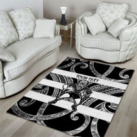 Hawke's Bay Custom Rugby New Zealand Area Rug Aotearoa Maori Pukana Tiki Mascot