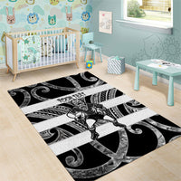 Hawke's Bay Custom Rugby New Zealand Area Rug Aotearoa Maori Pukana Tiki Mascot