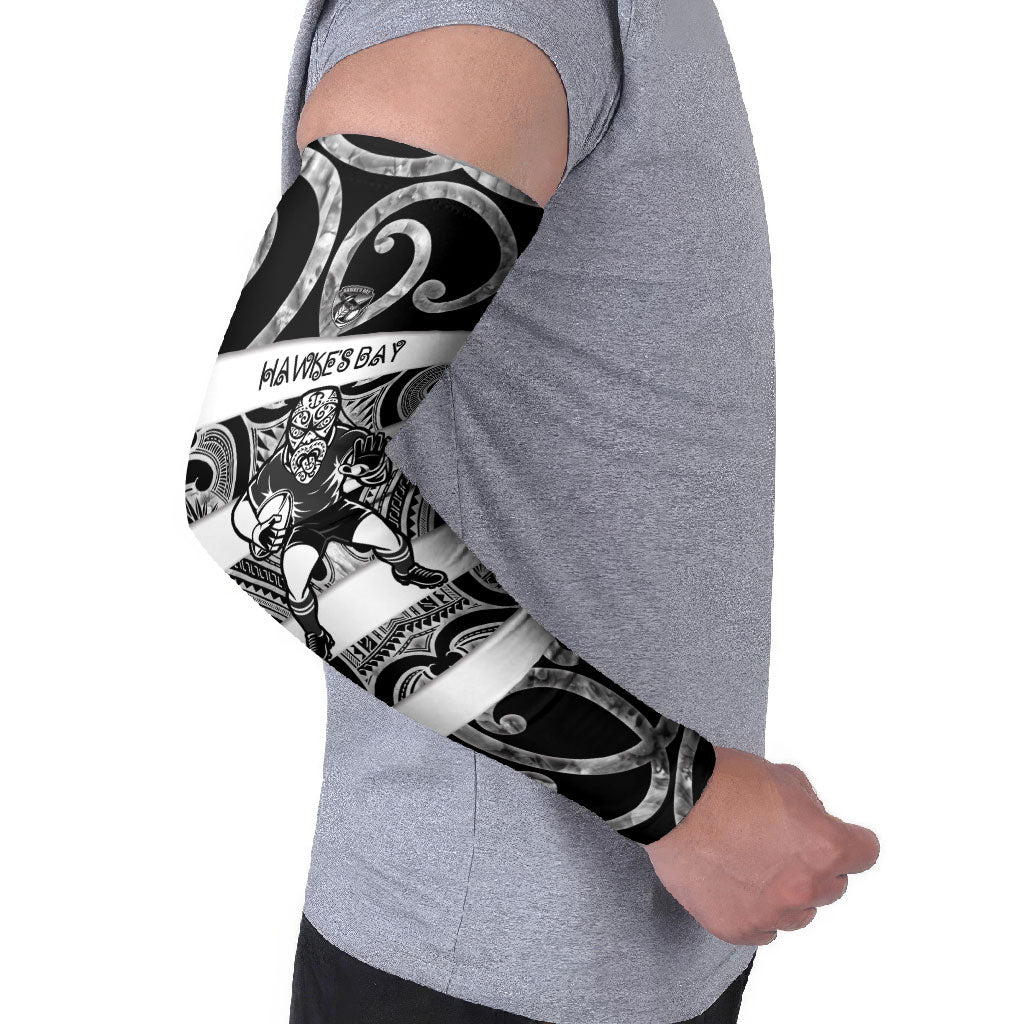 Hawke's Bay Custom Rugby New Zealand Arm Sleeves Aotearoa Maori Pukana Tiki Mascot