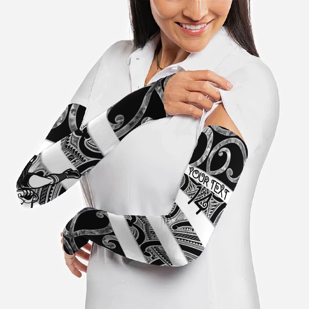 Hawke's Bay Custom Rugby New Zealand Arm Sleeves Aotearoa Maori Pukana Tiki Mascot