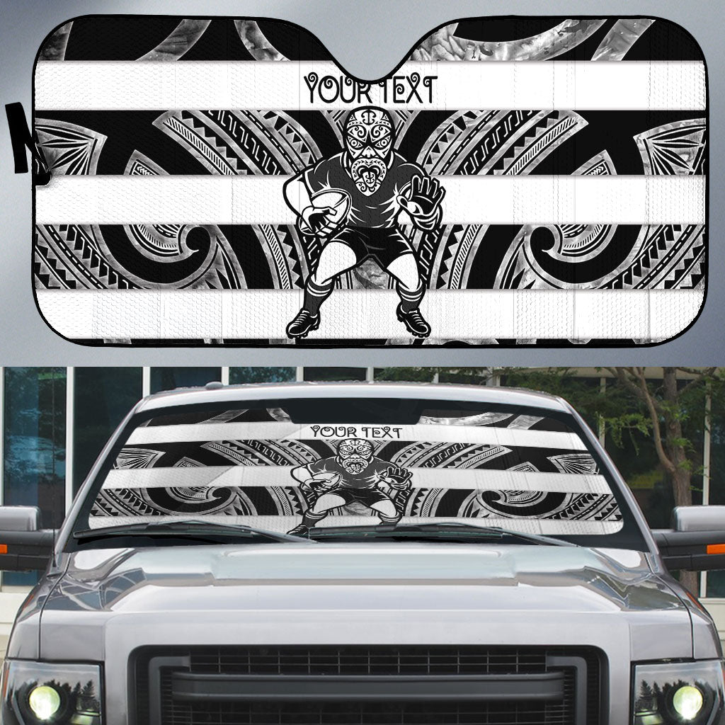 Hawke's Bay Custom Rugby New Zealand Auto Sun Shade Aotearoa Maori Pukana Tiki Mascot