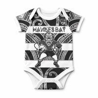 Hawke's Bay Custom Rugby New Zealand Baby Onesie Aotearoa Maori Pukana Tiki Mascot
