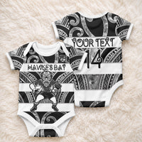 Hawke's Bay Custom Rugby New Zealand Baby Onesie Aotearoa Maori Pukana Tiki Mascot