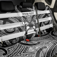 Hawke's Bay Custom Rugby New Zealand Back Car Seat Cover Aotearoa Maori Pukana Tiki Mascot