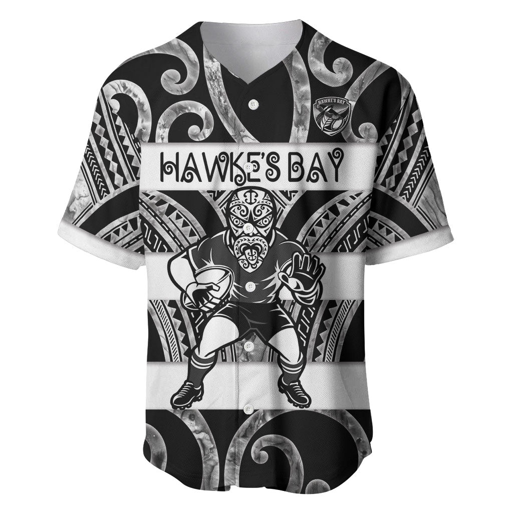 Hawke's Bay Custom Rugby New Zealand Baseball Jersey Aotearoa Maori Pukana Tiki Mascot