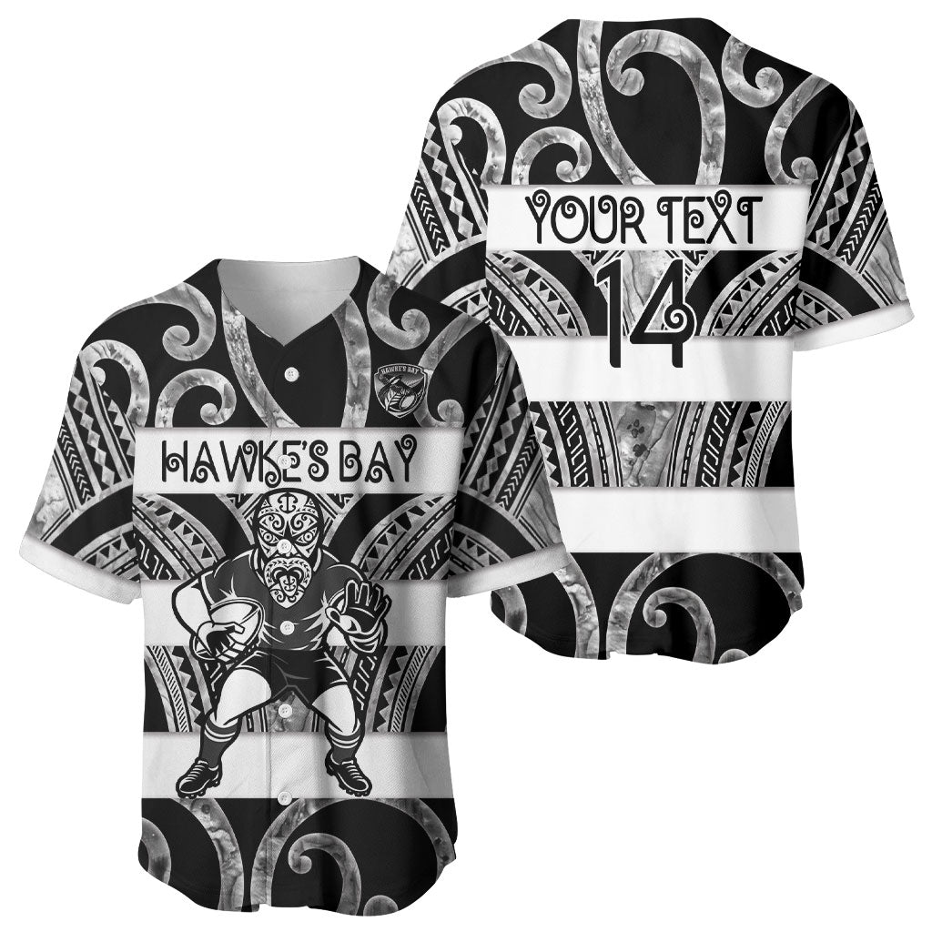 Hawke's Bay Custom Rugby New Zealand Baseball Jersey Aotearoa Maori Pukana Tiki Mascot