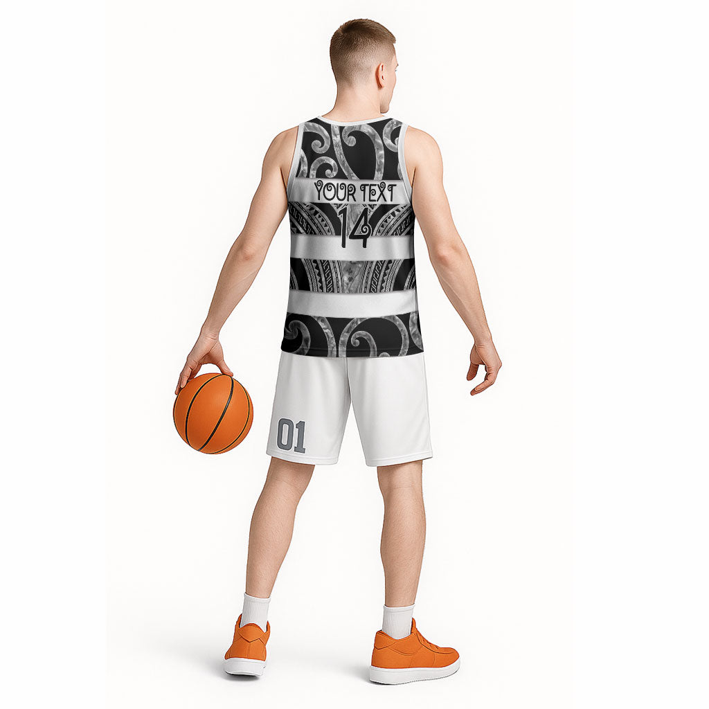 Hawke's Bay Custom Rugby New Zealand Basketball Jersey Aotearoa Maori Pukana Tiki Mascot