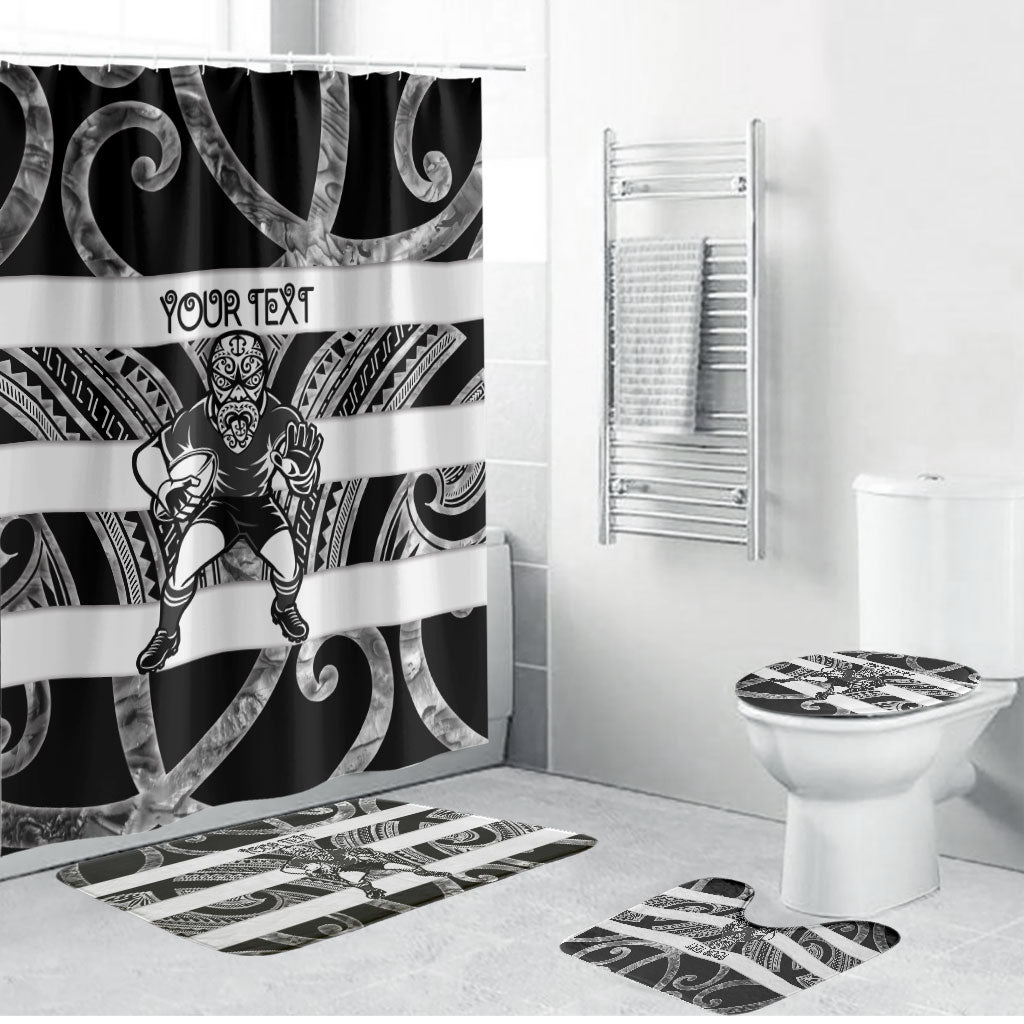 Hawke's Bay Custom Rugby New Zealand Bathroom Set Aotearoa Maori Pukana Tiki Mascot