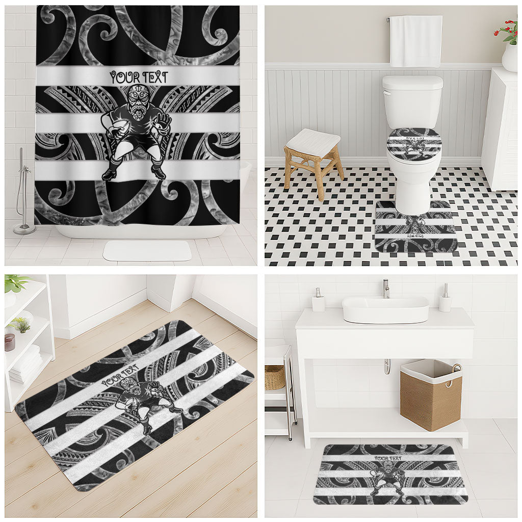 Hawke's Bay Custom Rugby New Zealand Bathroom Set Aotearoa Maori Pukana Tiki Mascot