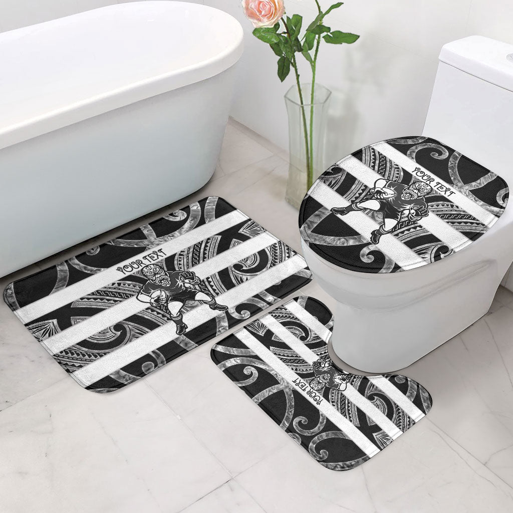 Hawke's Bay Custom Rugby New Zealand Bathroom Set Aotearoa Maori Pukana Tiki Mascot