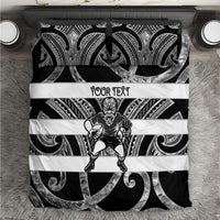 Hawke's Bay Custom Rugby New Zealand Bedding Set Aotearoa Maori Pukana Tiki Mascot