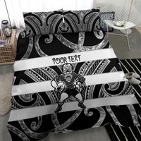 Hawke's Bay Custom Rugby New Zealand Bedding Set Aotearoa Maori Pukana Tiki Mascot